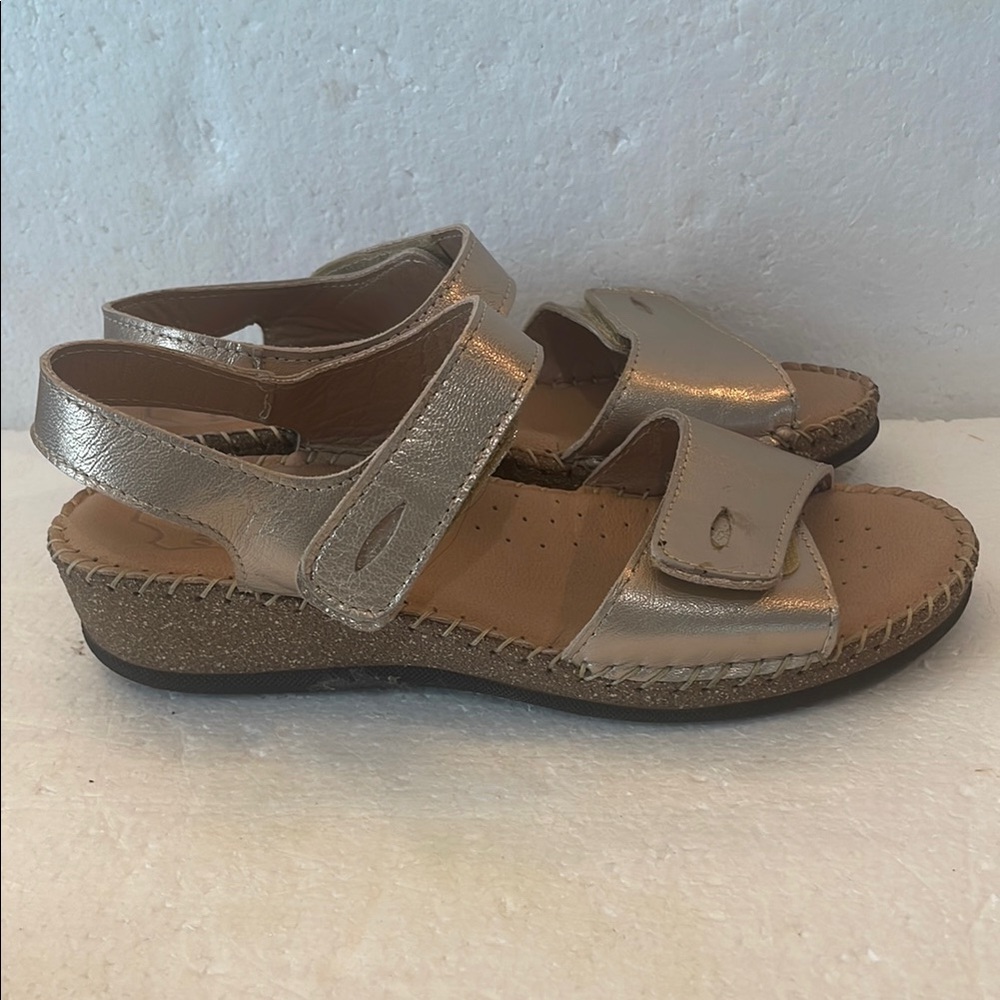 Ovvio Anatomic metallic Comfort Sandals Adjustable Straps open toe size 38 7 1/2